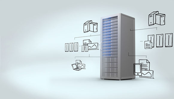 Illustration of connections between servers and end devices